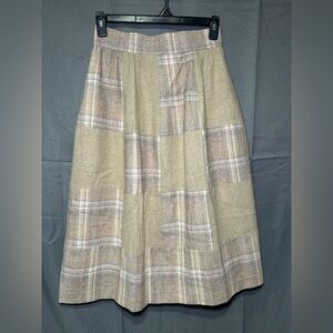 Vintage Plaid Wool A-Line Skirt